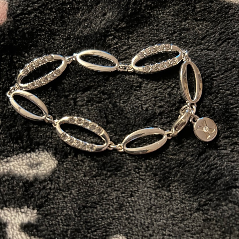 Elegant Silver Bracelet with Crystal Accents (costume from macys)